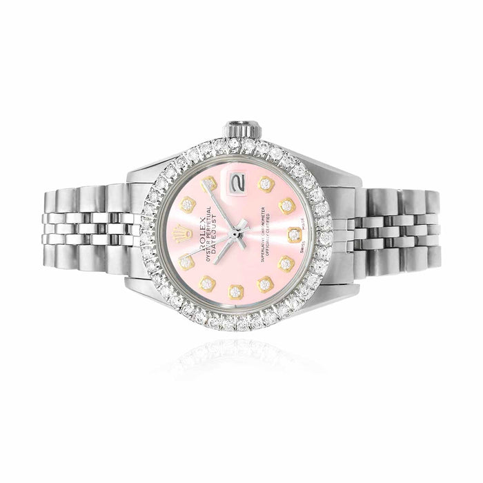 Rolex Datejust 26mm Custom Jubilee Band Diamond Bezel Pink Dial Watch - WJD Exclusives