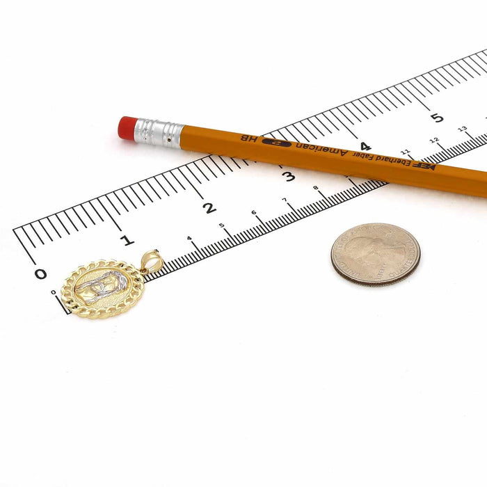 10K Gold Two - Tone Yellow White Textured Miami Cuban Jesus Head Pendant 1.1" - WJD Exclusives