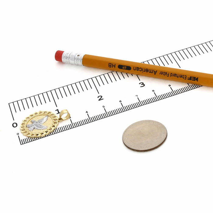 10K Gold Two - Tone Yellow White Miami Cuban Textured Eagle Pendant 1.1" - WJD Exclusives