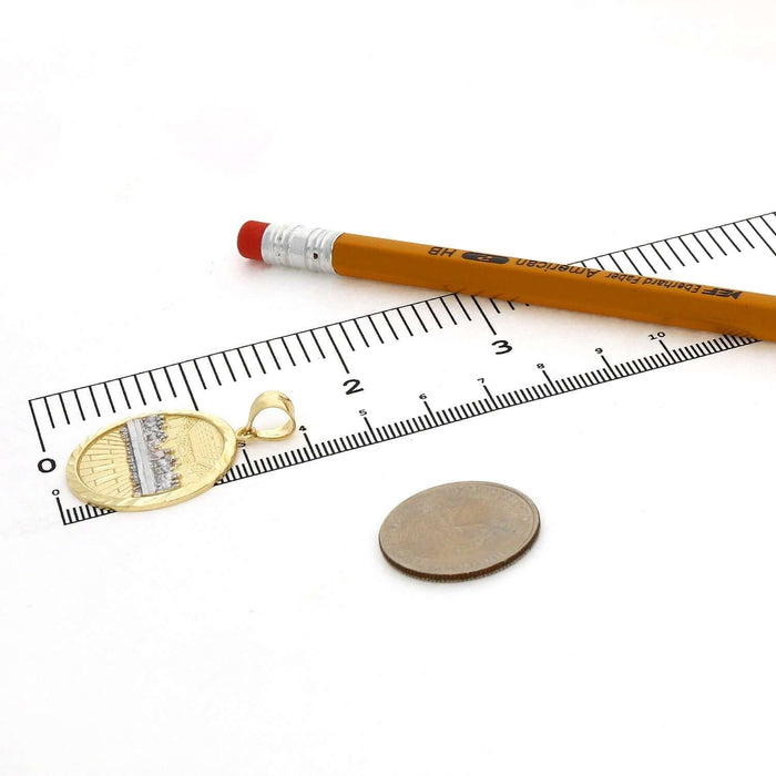 10K Gold Two - Tone Yellow White Textured Last Supper Pendant 1.45" - WJD Exclusives