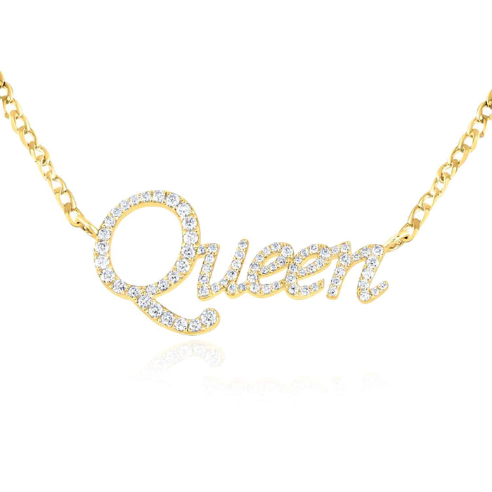 1.00CTW Natural Diamond 14K Yellow Gold Queen Necklace (Solid Links) 18" - WJD Exclusives