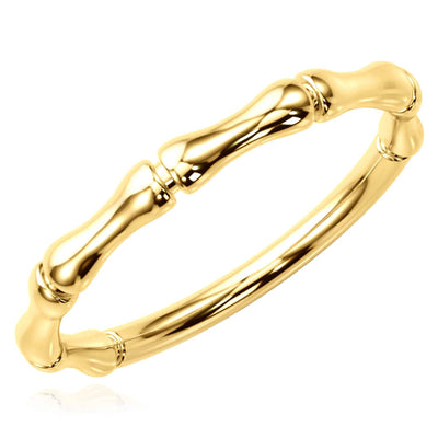 14K Yellow Gold Bamboo Stackable Band Ring - WJD Exclusives