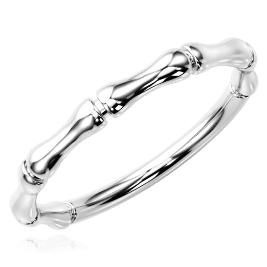 14K Real Gold White Bamboo Stackable Band Ring