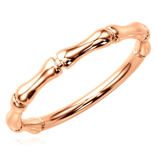 14K Real Gold Rose Bamboo Stackable Band Ring