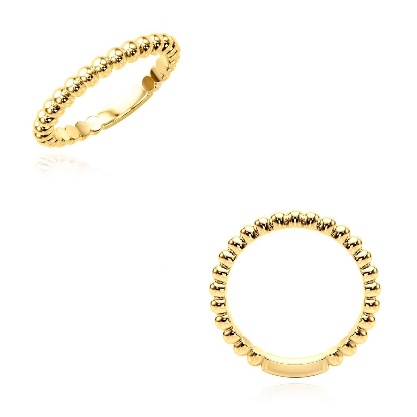14K Real Gold Beaded Band Ring