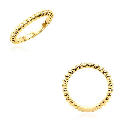 14K Real Gold Beaded Band Ring