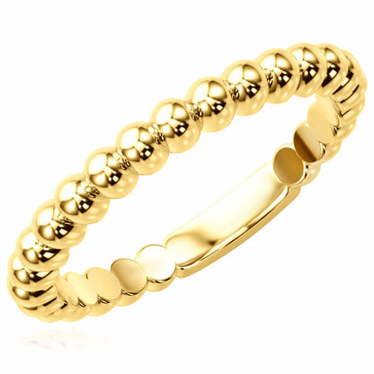 14K Real Gold Beaded Band Ring