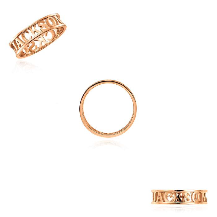 Personalized 14K Yellow Gold White Rose Custom Casted Name Ring - WJD Exclusives