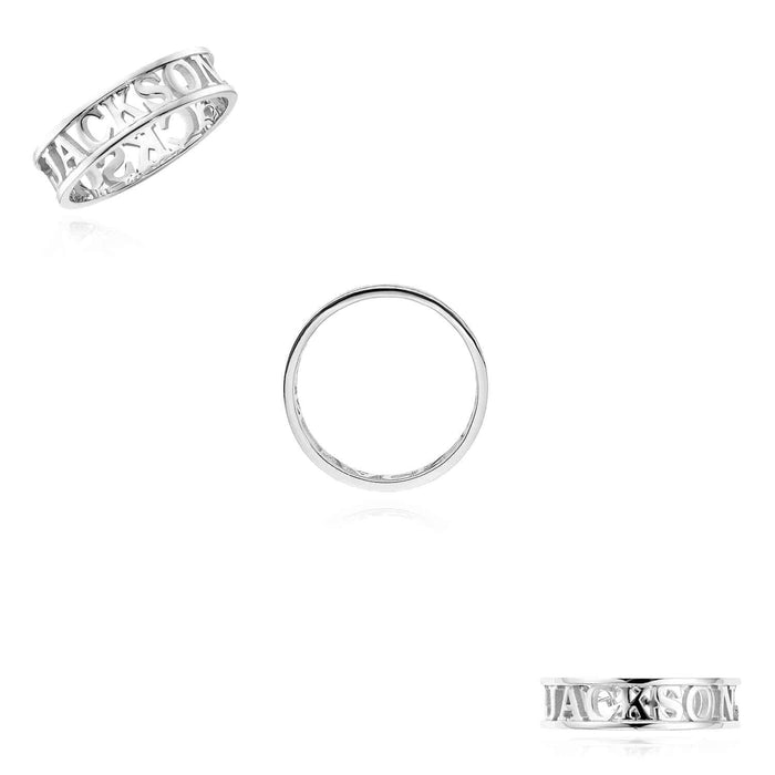 Personalized 14K Yellow Gold White Rose Custom Casted Name Ring - WJD Exclusives