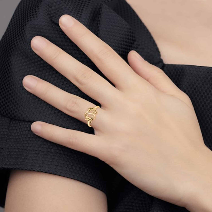 Personalized 14K Yellow Gold White Rose Custom Casted Monogram Ring - WJD Exclusives