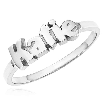 Personalized 14K Yellow Gold White Rose Custom Casted Name Ring - WJD Exclusives