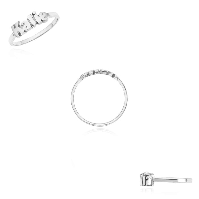 Personalized 14K Yellow Gold White Rose Custom Casted Name Ring - WJD Exclusives