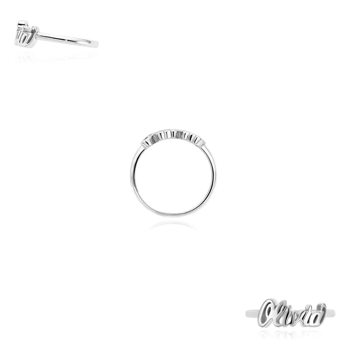 Personalized 14K Yellow Gold White Rose Custom Casted Name Ring - WJD Exclusives