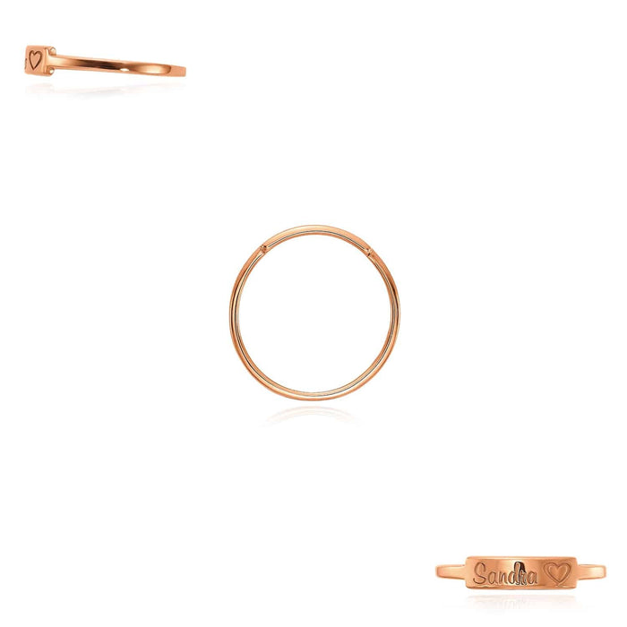 Personalized 14K Yellow Gold Rose Custom Casted Bar Name Ring - WJD Exclusives