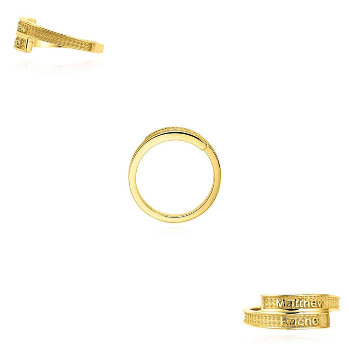 Personalized 14K White Gold Rose Custom Textured Band Name Ring - WJD Exclusives