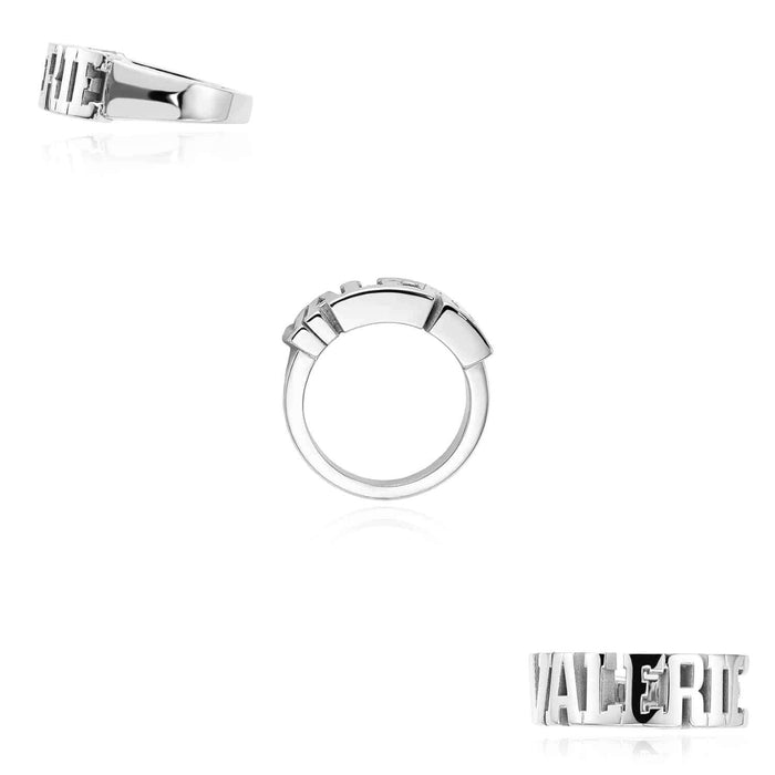 Personalized 14K White Gold Rose Custom Bold Block Name Ring - WJD Exclusives