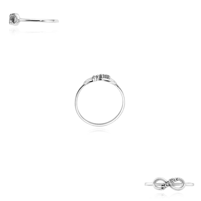 Personalized 14K White Gold Rose Custom Infinity Name Ring - WJD Exclusives