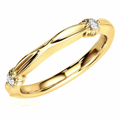 0.06CTW Natural Diamond 14K Yellow Gold Infinity Grooved Wedding Band - WJD Exclusives