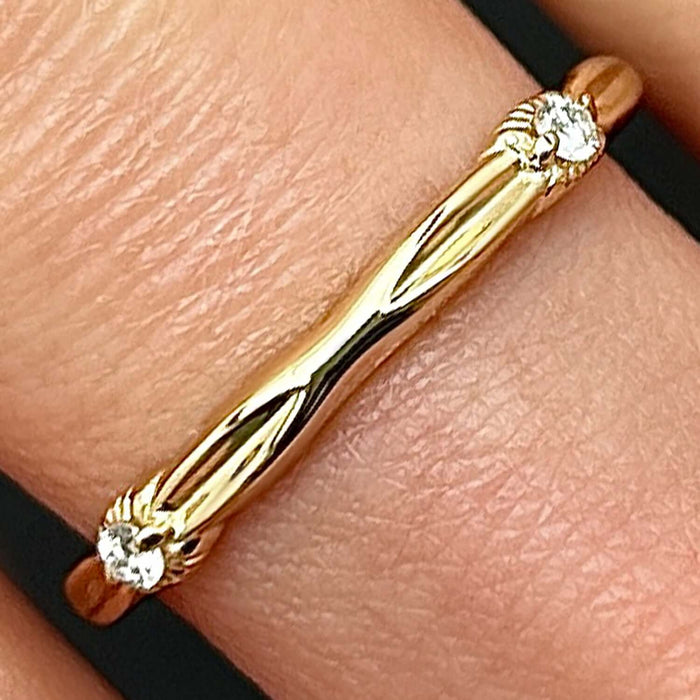 0.06CTW Natural Diamond 14K Yellow Gold Infinity Grooved Wedding Band - WJD Exclusives