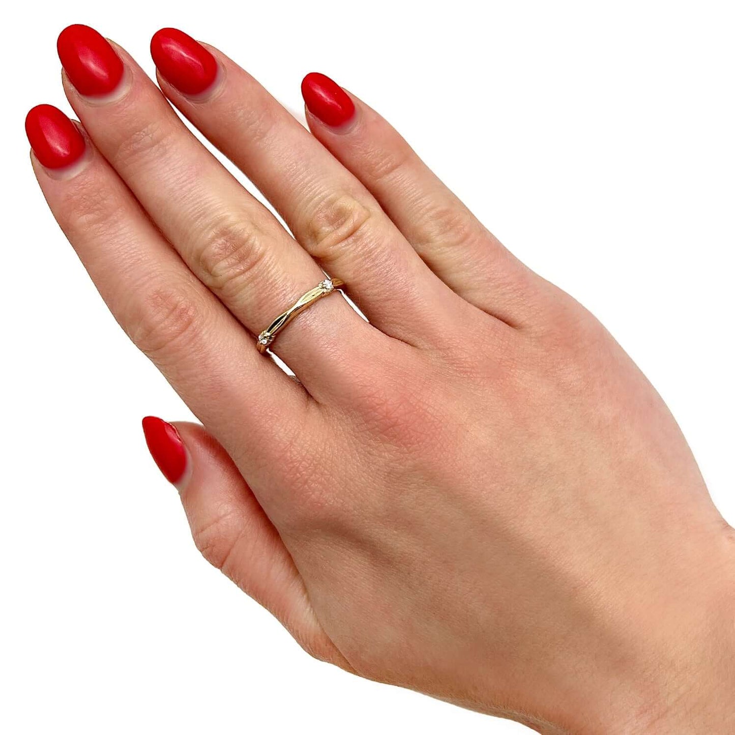 0.06CTW Real Diamond 14K Real Gold Infinity Grooved Wedding Band