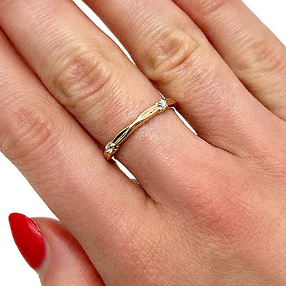 0.06CTW Real Diamond 14K Real Gold Infinity Grooved Wedding Band
