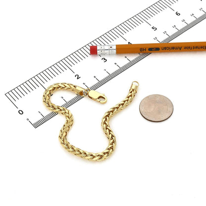 10K Real Gold 5mm Hollow Wheat Bracelet 8.5"