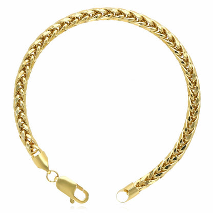 10K Real Gold 5mm Hollow Wheat Bracelet 8.5"
