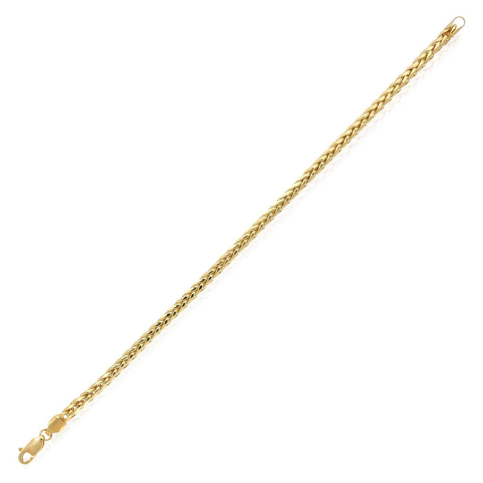 10K Yellow Gold 4mm Wheat Bracelet (Hollow) 8" - WJD Exclusives