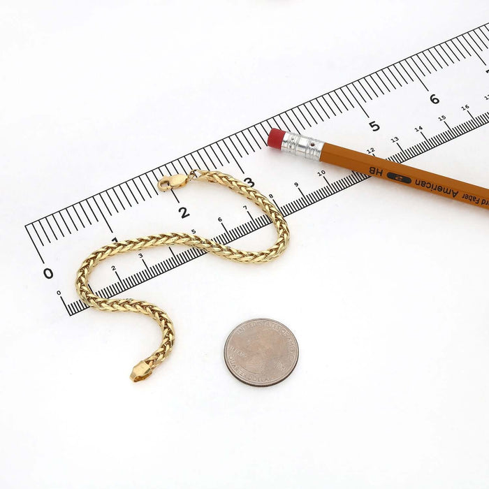 10K Yellow Gold 4mm Wheat Bracelet (Hollow) 8" - WJD Exclusives