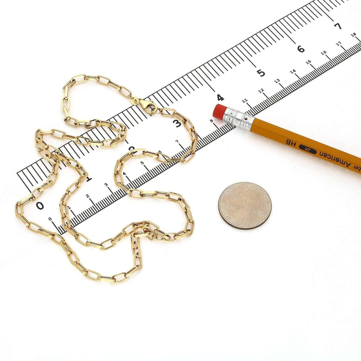 10K Yellow Gold 4mm Double Paperclip Necklace (Hollow) 17" - WJD Exclusives