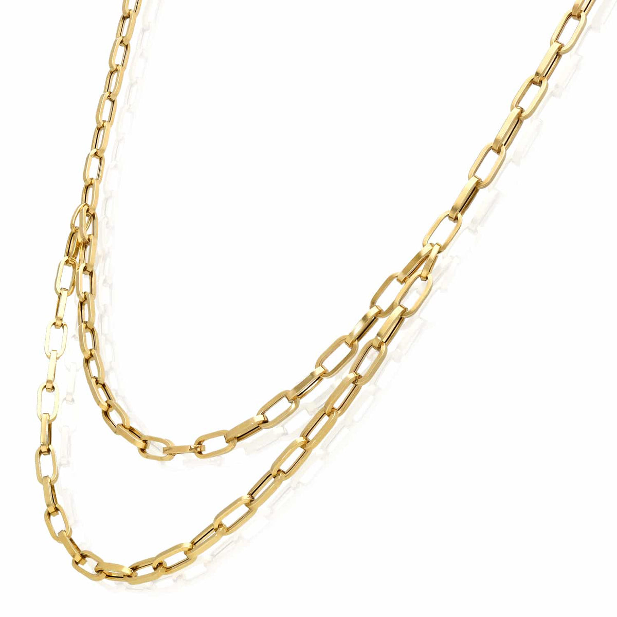 10K Yellow Gold 4mm Double Paperclip Necklace (Hollow) 17" - WJD Exclusives