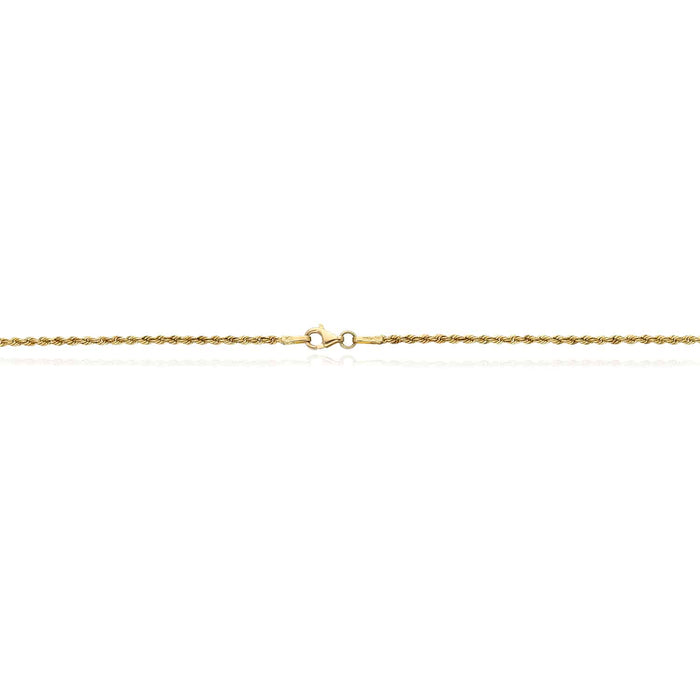 10K Yellow Gold 1.8mm Rope and Popcorn Triple - Strand Necklace Chain (Hollow) 17" - WJD Exclusives