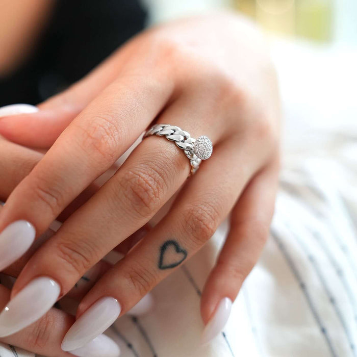 0.10CTW Natural Diamond 10K Gold Two - Tone White Miami Diamond Ring - WJD Exclusives