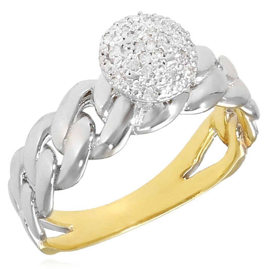 0.10CTW Real Diamond 10K Real Gold Two-Tone White Miami Diamond Ring