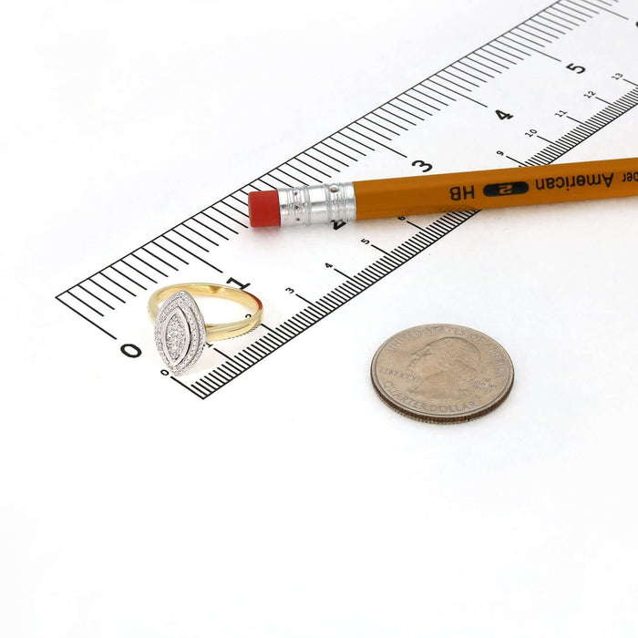 0.15CTW Natural Diamond 10K Gold White Two - Tone Marquise Cocktail Ring - WJD Exclusives