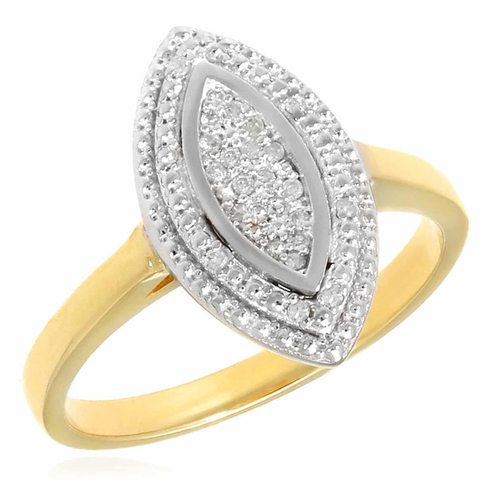 0.15CTW Natural Diamond 10K Gold White Two - Tone Marquise Cocktail Ring - WJD Exclusives