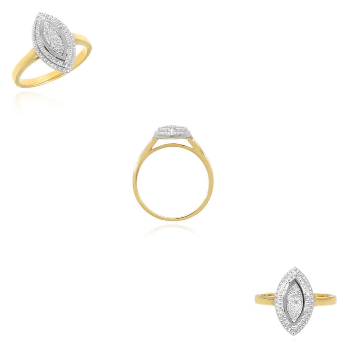 0.15CTW Natural Diamond 10K Gold White Two - Tone Marquise Cocktail Ring - WJD Exclusives