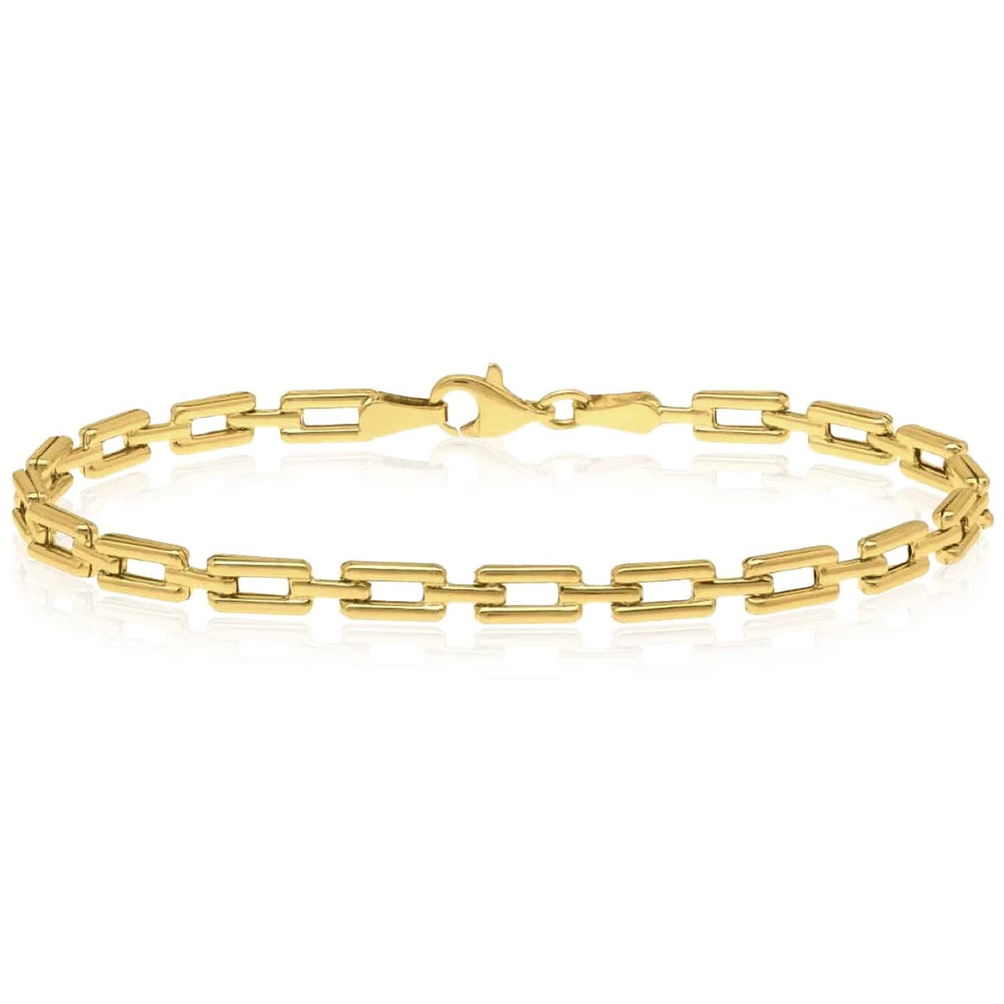 10K Real Gold 4mm Hollow Deco Bracelet 7"