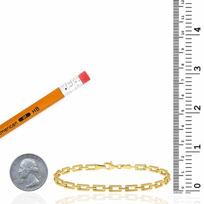 10K Real Gold 4mm Hollow Deco Bracelet 7"