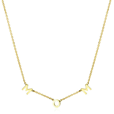 10K Gold MOM Cable Necklace (Solid Links) 16" - 18" Adjustable - WJD Exclusives