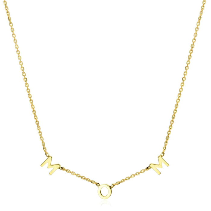 10K Gold MOM Cable Necklace (Solid Links) 16" - 18" Adjustable - WJD Exclusives