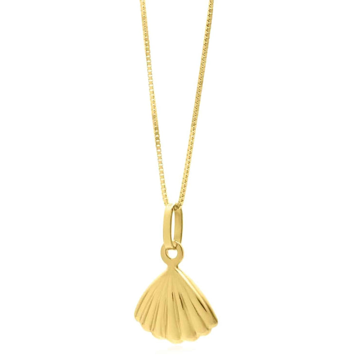 10K Gold Shell Pendant with 18" Box Chain - WJD Exclusives