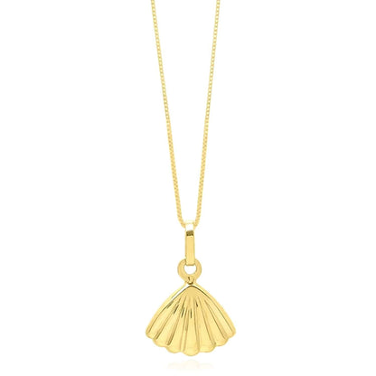 10K Real Gold Shell Pendant Necklace 18"