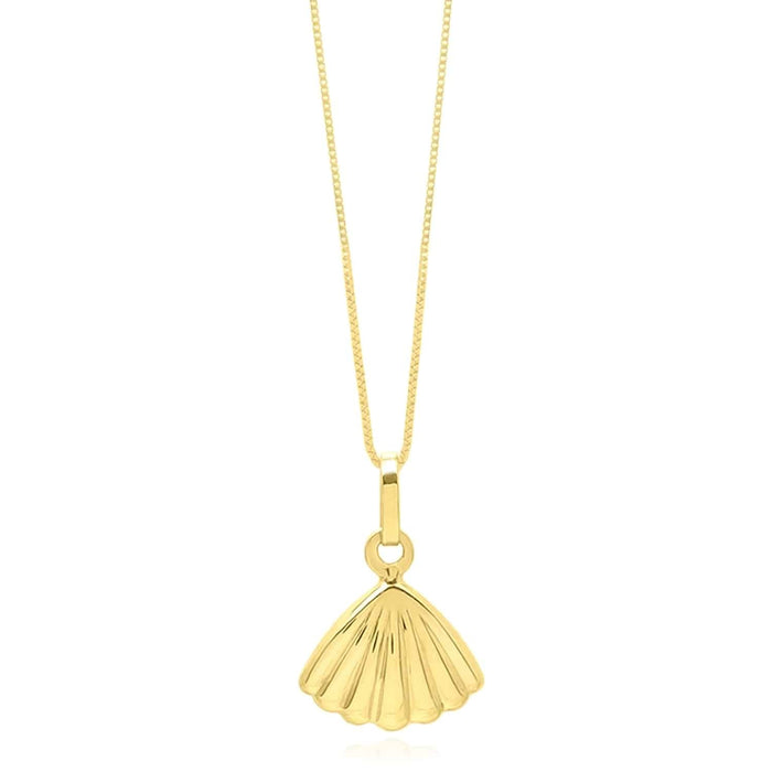 10K Gold Shell Pendant with 18" Box Chain - WJD Exclusives