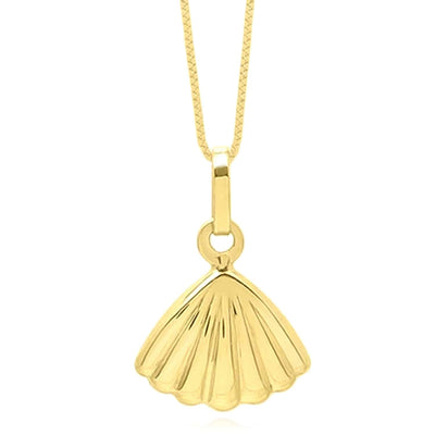 10K Gold Shell Pendant with 18" Box Chain - WJD Exclusives