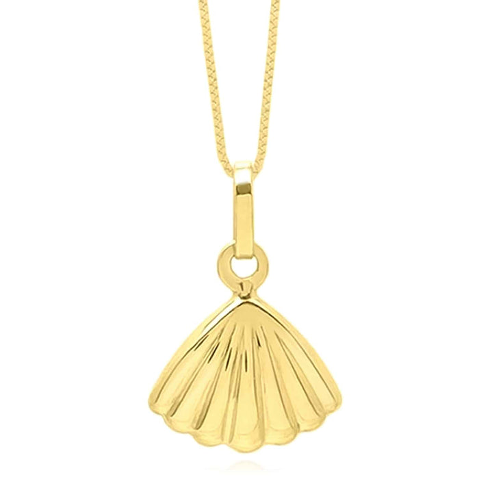 10K Gold Shell Pendant with 18" Box Chain - WJD Exclusives