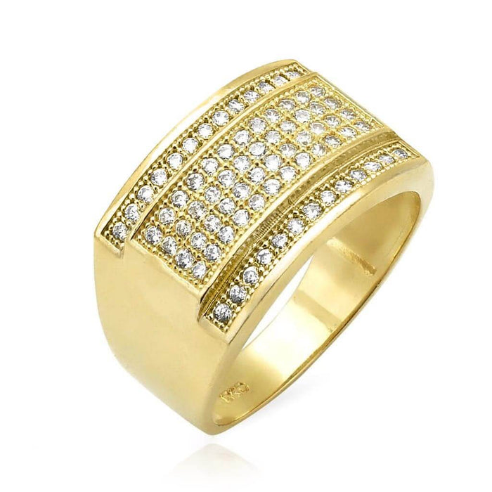10k Gold Yellow 0.80Ct CZ Band Men's Signet Ring