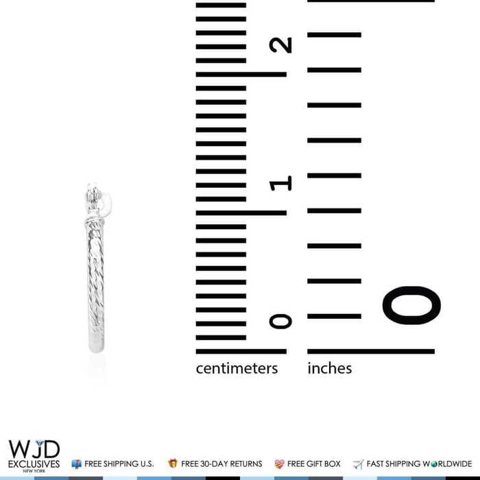 12mm Diameter Snap Closure Twisted Rope Style Hoop Earrings 14K White Gold