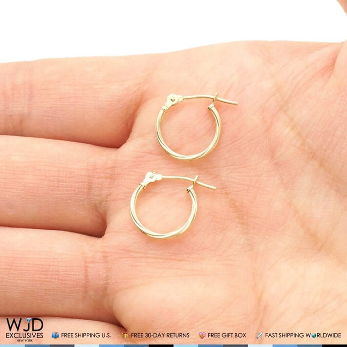14K Yellow Gold 1.2mm Twisted Rope Hoop Earrings 0.5"