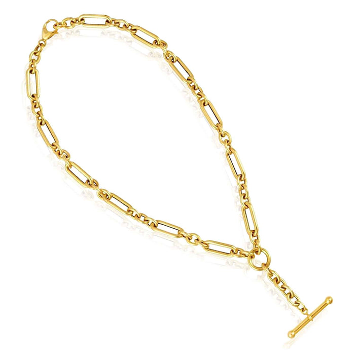 14K Yellow Gold Rolo Toggle Necklace (Solid Links) 18" - WJD Exclusives
